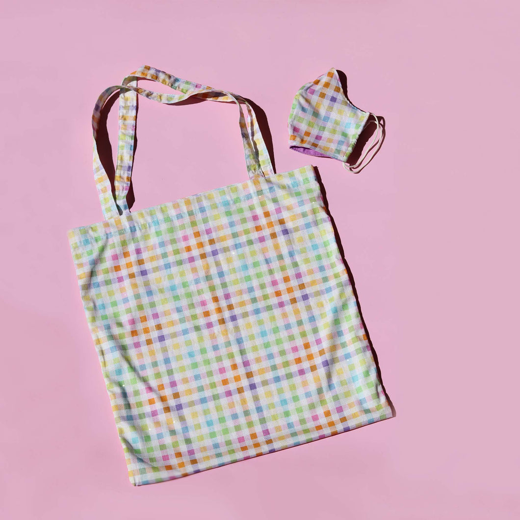 Rainbow Gingham Tote